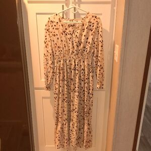 Elegant Cream and Brown Maxi Dress